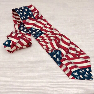 Beans McGee USA American Flag Patriotic Red White Blue Tie